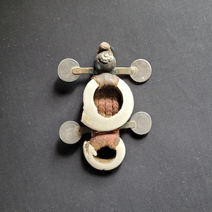 Rare and antique AMULETTE / TALISMAN Lucky charm - Leather - Shell - Ancient coins - Sahara - Algeria