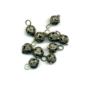 Morocco lot of 10 old tribal Berber openwork beads in silver for necklace