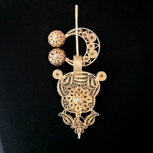 Tunisian fibula in silver and gilding – Filigree - Jewish Art - Djerba - Tunisia