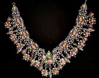 Collier Vintage Kabyle Berbère – Émaux Et Métal – Bijou Authentique D'occasion