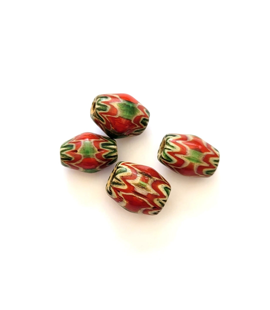 4 Antique Chevron Beads Vintage African Trade Beads Etsy