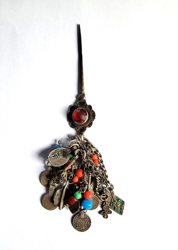 Broche Antique En Argent 800 Vermeil - Signée - Pierres - Vintage - Occasion