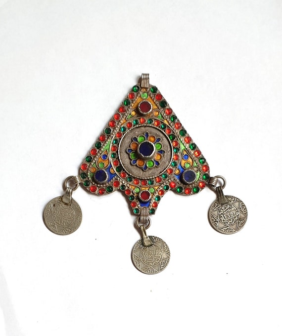 Morocco - Pendants in silver, enamel, glass beads… - image 1