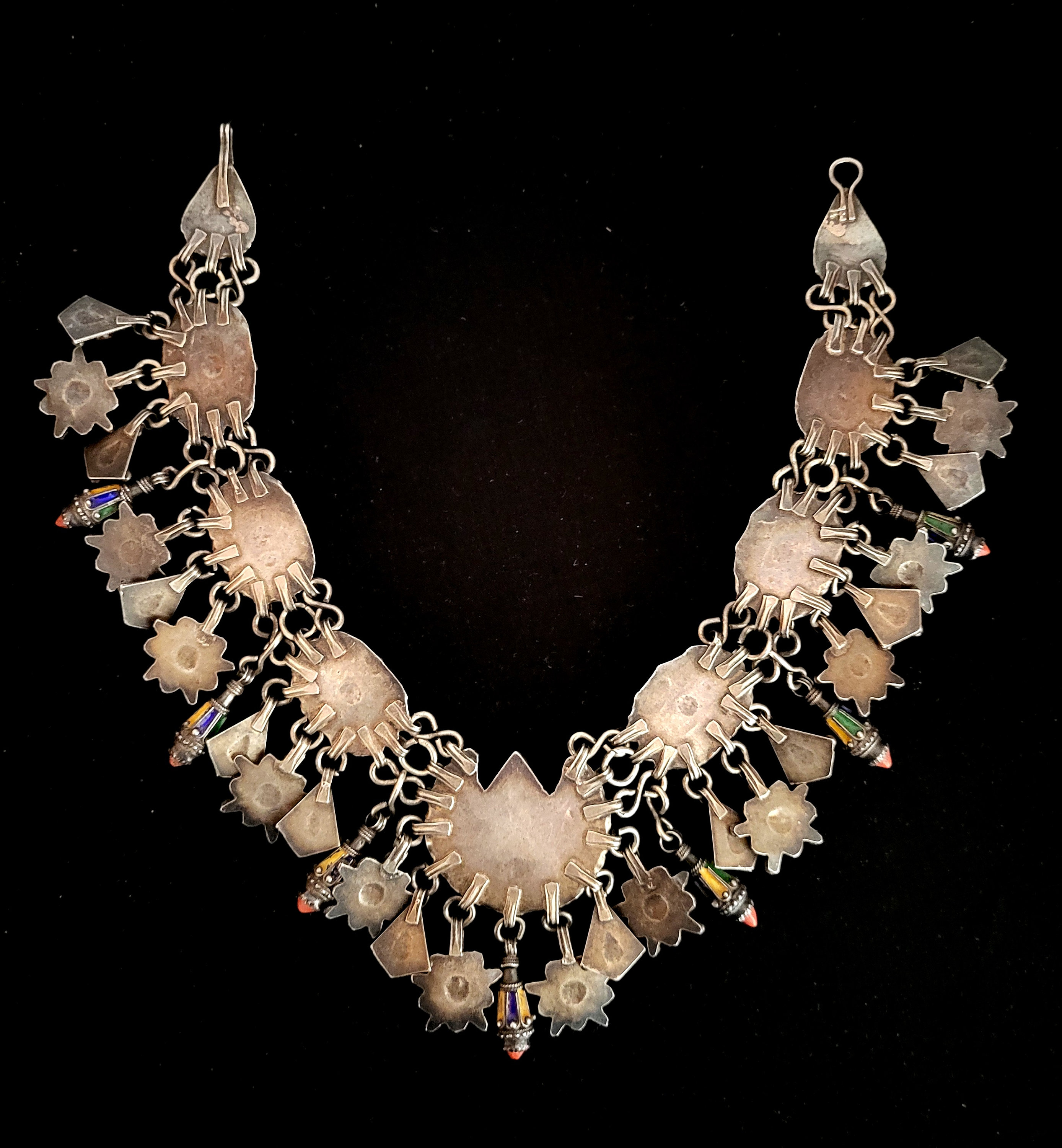 Collier Berbère Kabyle En Argent Sterling – Orné De Grenat, Plastron Occasion
