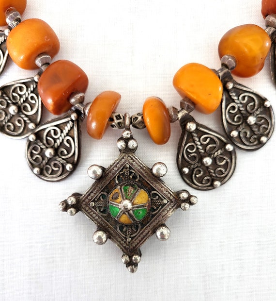 Morocco - Rare old Berber necklace, genuine Amber… - image 5