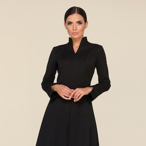 long sleeve black dress for funeral Midi Dress Size 16 Black Linen Maxi Dress  Vintage Gothic Inspired conscious and ethically made Lace Dress Black Dress For