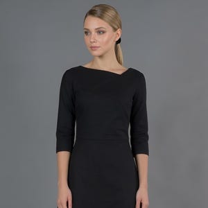 black dresses for funeral dress Neck Lace Short Sleeved Solid Pullover Dress Funeral Dress in Black 2X