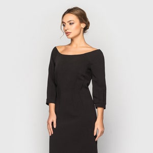 LAST SIZE 04 us (38 eu) Boat neck cocktail dress midi, Elegant party dresses, Woman occasion dress, Pencil wedding guest dress TAVROVSKA
