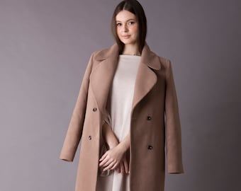 Full length coat womens, Light brown coat, Long winter coats womens, Womens double breasted coat long, Elegant coats for ladies TAVROVSKA