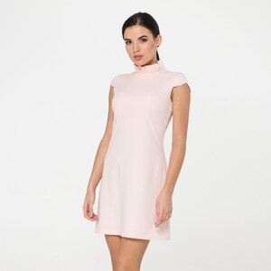 LAST SIZE 0 Us (34 Eu) Frill Collar Dress Mini, Ruffle High Neck Dresses  for Women, Pink Cocktail Empire Waist Cap Sleeve Dress TAVROVSKA - Etsy