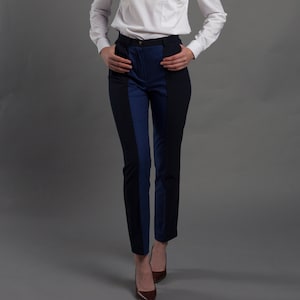  Pantalón de trabajo ajustado recto pierna de oficina para mujer,  color sólido, traje casual, pantalones formales para mujer, Negro - : Ropa,  Zapatos y Joyería