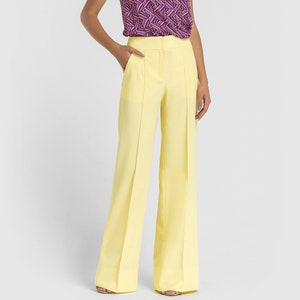 LETZTE GRÖSSE 02 us (36 eu) Weites Bein Palazzo Hose Frauen, Sommer Gelbe Damen Hose mit hoher Taille, Boho Frauen Hose mit hoher Taille TAVEROVSKA