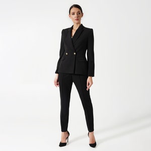 Black Pant Suit Women Womens Tuxedo Suit Notched Lapel Collar - Etsy
