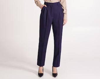 Navy cigarette pants women, Trouser pants for ladies, High Waist work pegged pants, Womens formal pants Tapered dress pants slacks TAVROVSKA