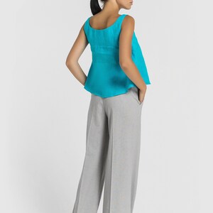 LAST SIZE 02 us (36 eu) Linen Wide leg Palazzo Pants Women, High Waist Hippie Summer Gray Womens Trousers, Boho high waisted pants TAVROVSKA image 5