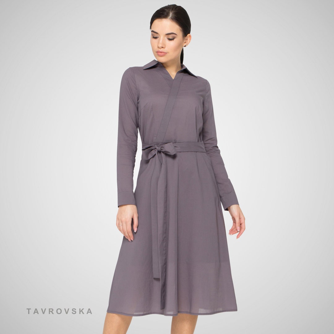 【Avamolli】Wide Collar Wrap Dress (GREY) 아바몰리
