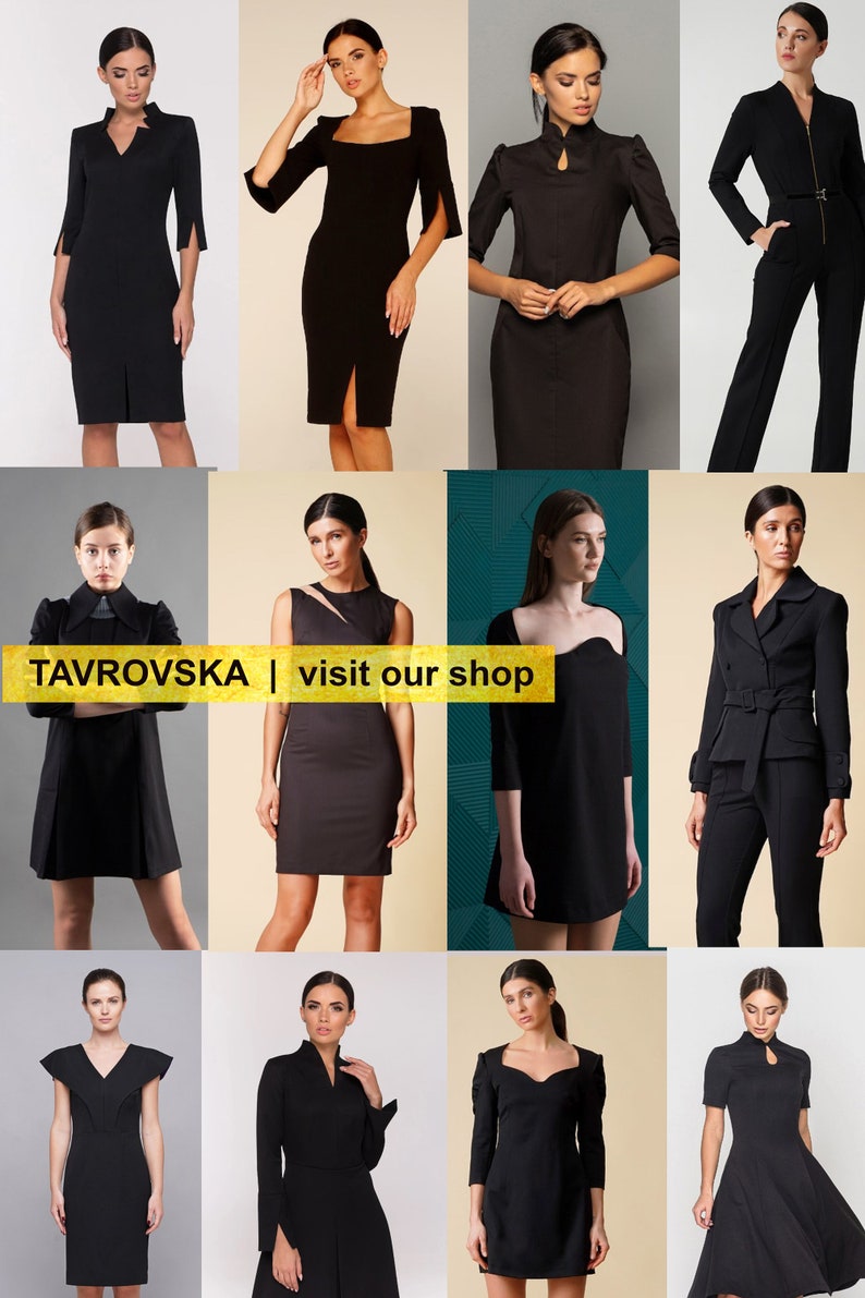 a collage of photos of women in black outfits