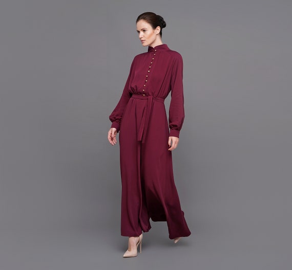 Maxi Wedding Guest Dress Cocktail Dresses for Women Burgundy | Etsy