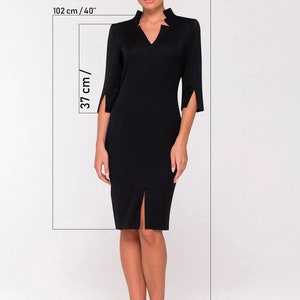 Black pencil high neck midi dress, Dresses for women, Cocktail wedding guest dress, Party v neck womens dresses Women's dresses TAVROVSKA image 2