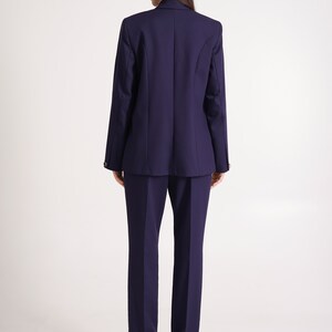 Navy pant suit women, Black dressy pant suit 3 piece set, Double-breasted Blazer and straight pants, Oversize jacket and pants