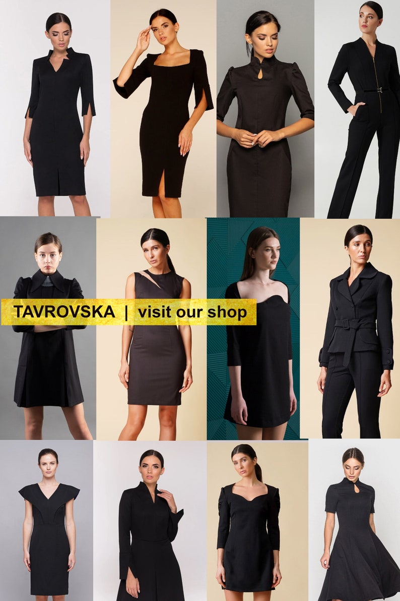 Black Pencil Mini Dress Boat Neck Elegant Little Black Dress LBD French Chic Work Dress Fall Capsule Wardrobe Womens Clothing Boutique image 9