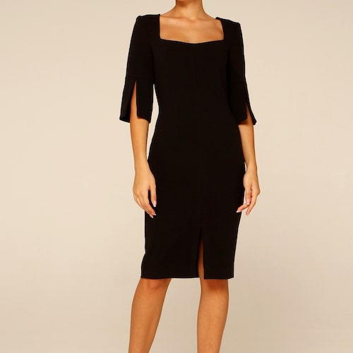 midi black wedding guest dress Black Tie Wedding Guest Dress