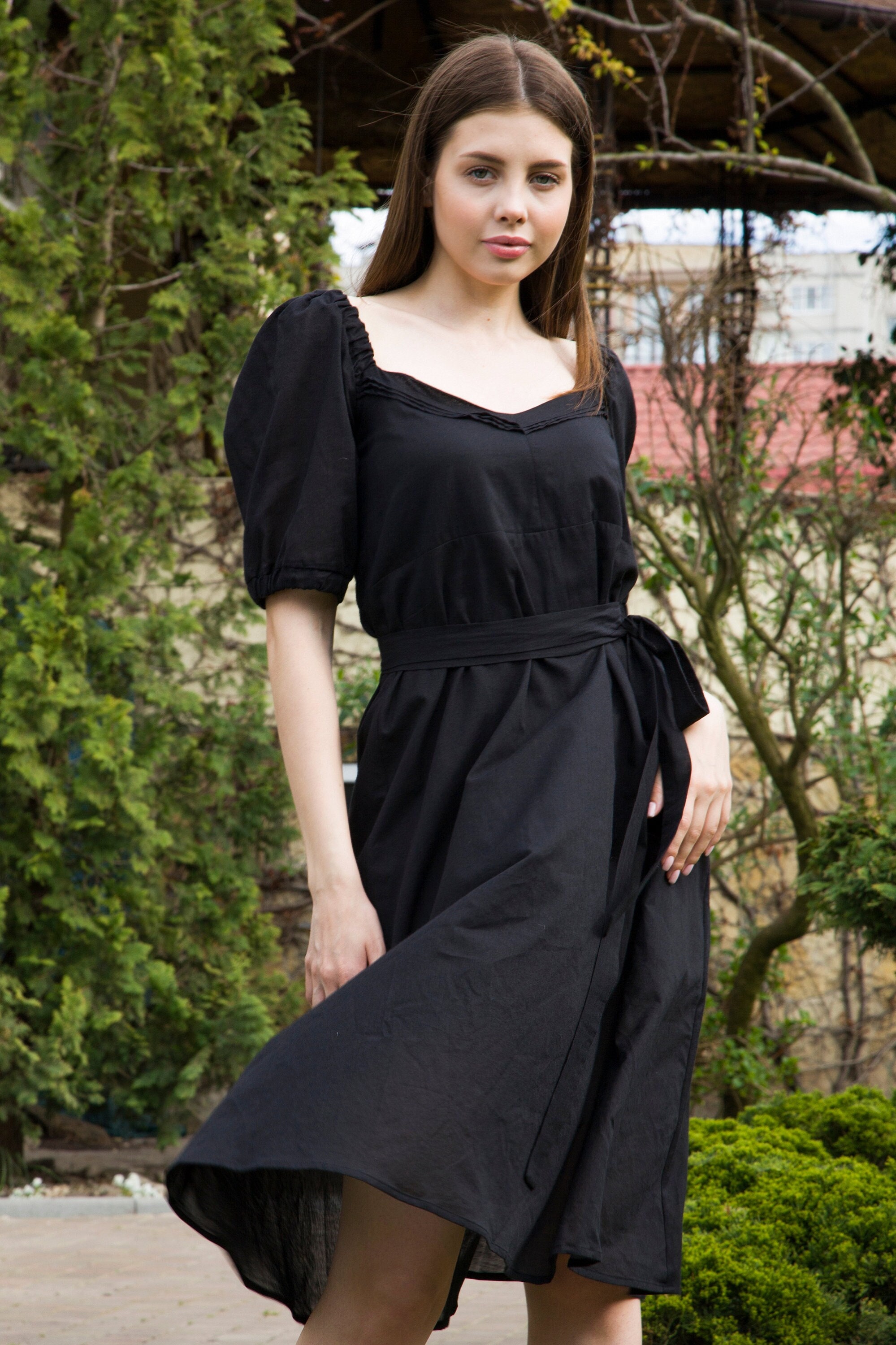 cotton black dress Ciao Lucia Gabriela Dress Black Cotton L