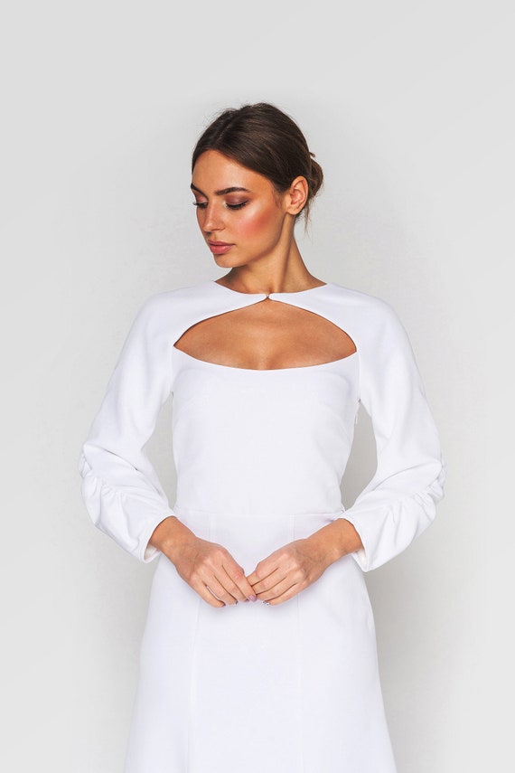 knee length dresses for ladies Velvi - Kennedy Midi Dress - White main image 0