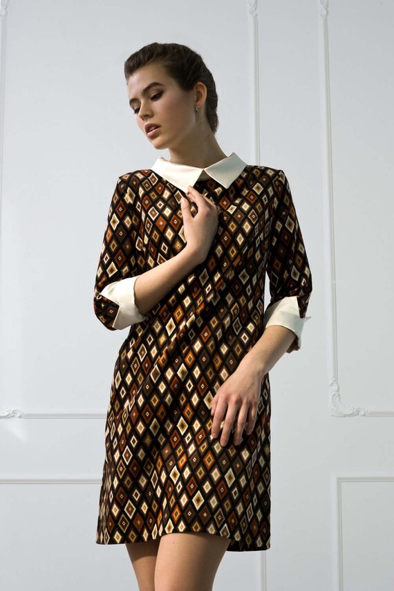 Cotton Velvet Dress by TAVROVSKA Semi Fitted Dress Pure Silk Etsy