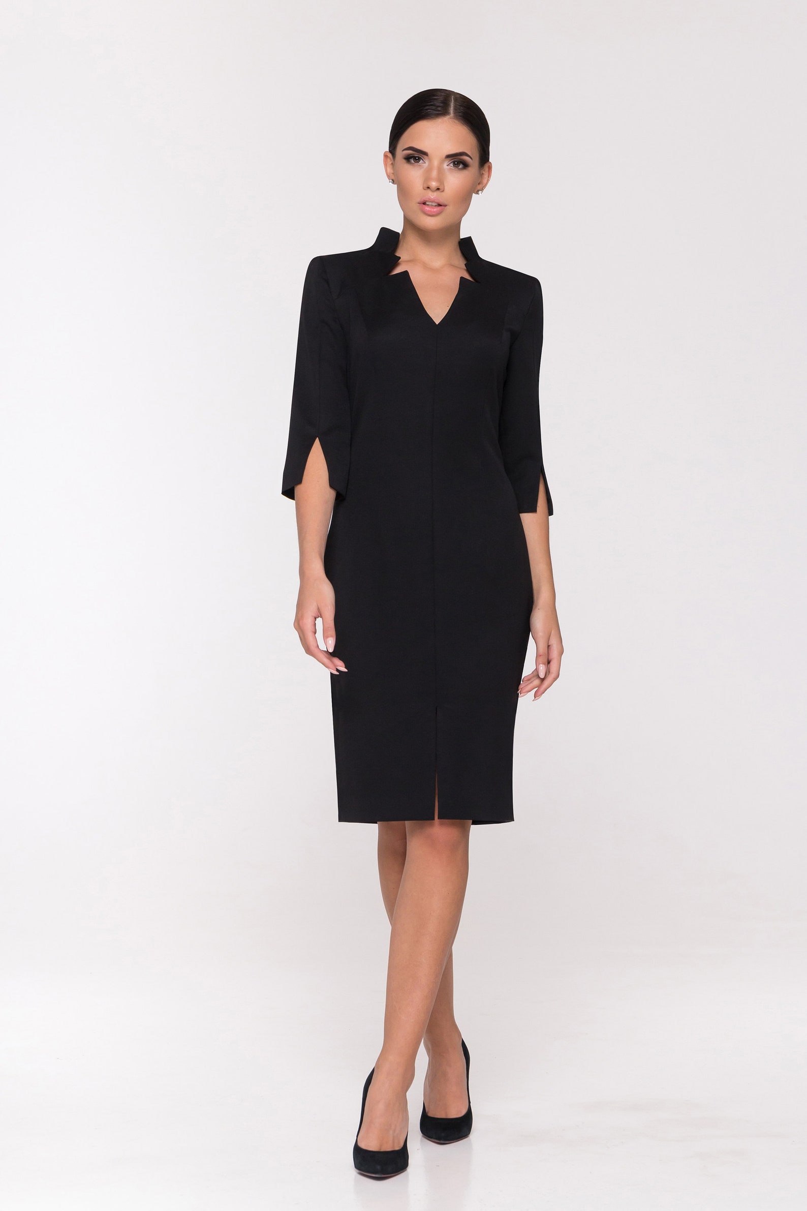 Black pencil high neck midi dress Dresses for women Cocktail | Etsy