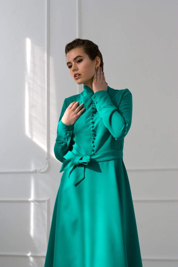 Emerald Green Long Sleeve Dress