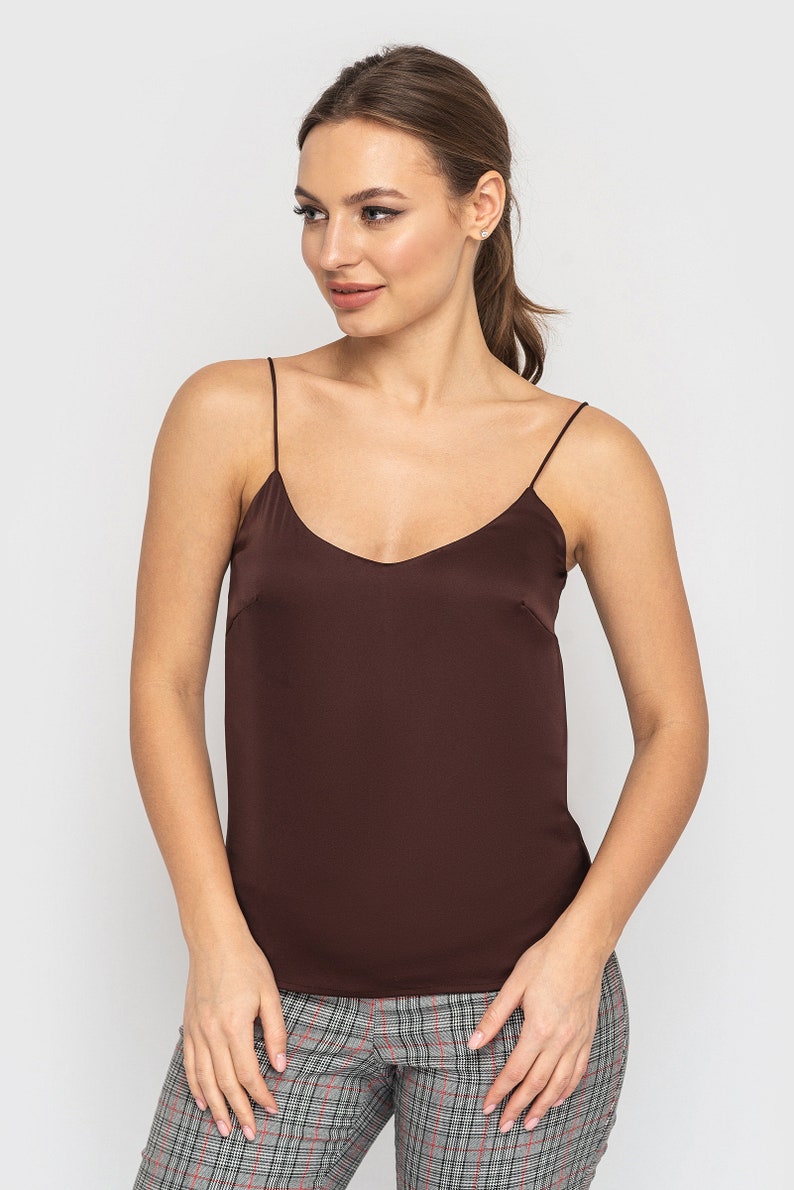 Camisole Brown Slip Top Silk Satin Tops for Women Bridesmaid - Etsy