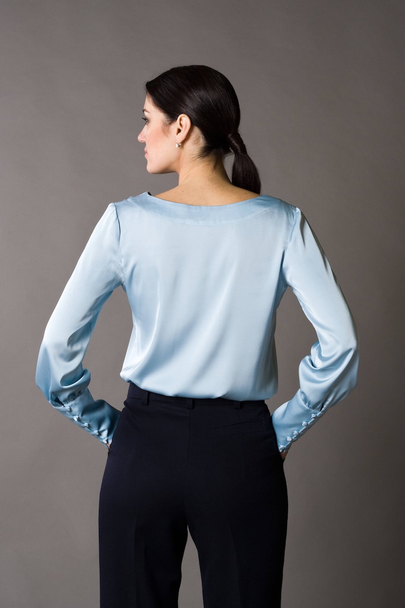 Women Satin Silk Long Sleeve Button Down Shirt Formal Work Business Silky Shiny Blouse Top 