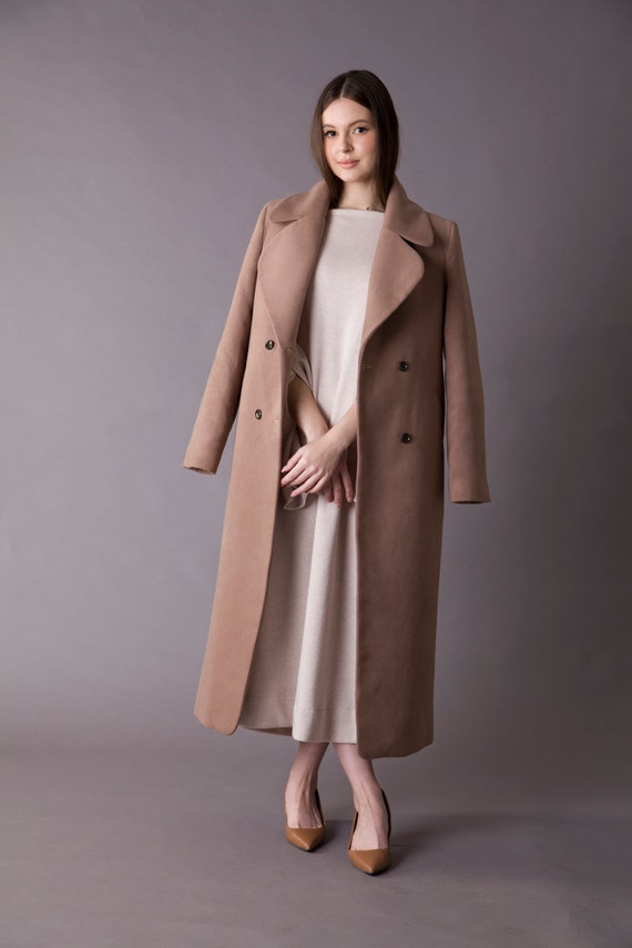 Full Length Coat Womens, Light Brown Coat, Long Winter Coats Womens, Womens  Double Breasted Coat Long, Elegant Coats for Ladies TAVROVSKA 