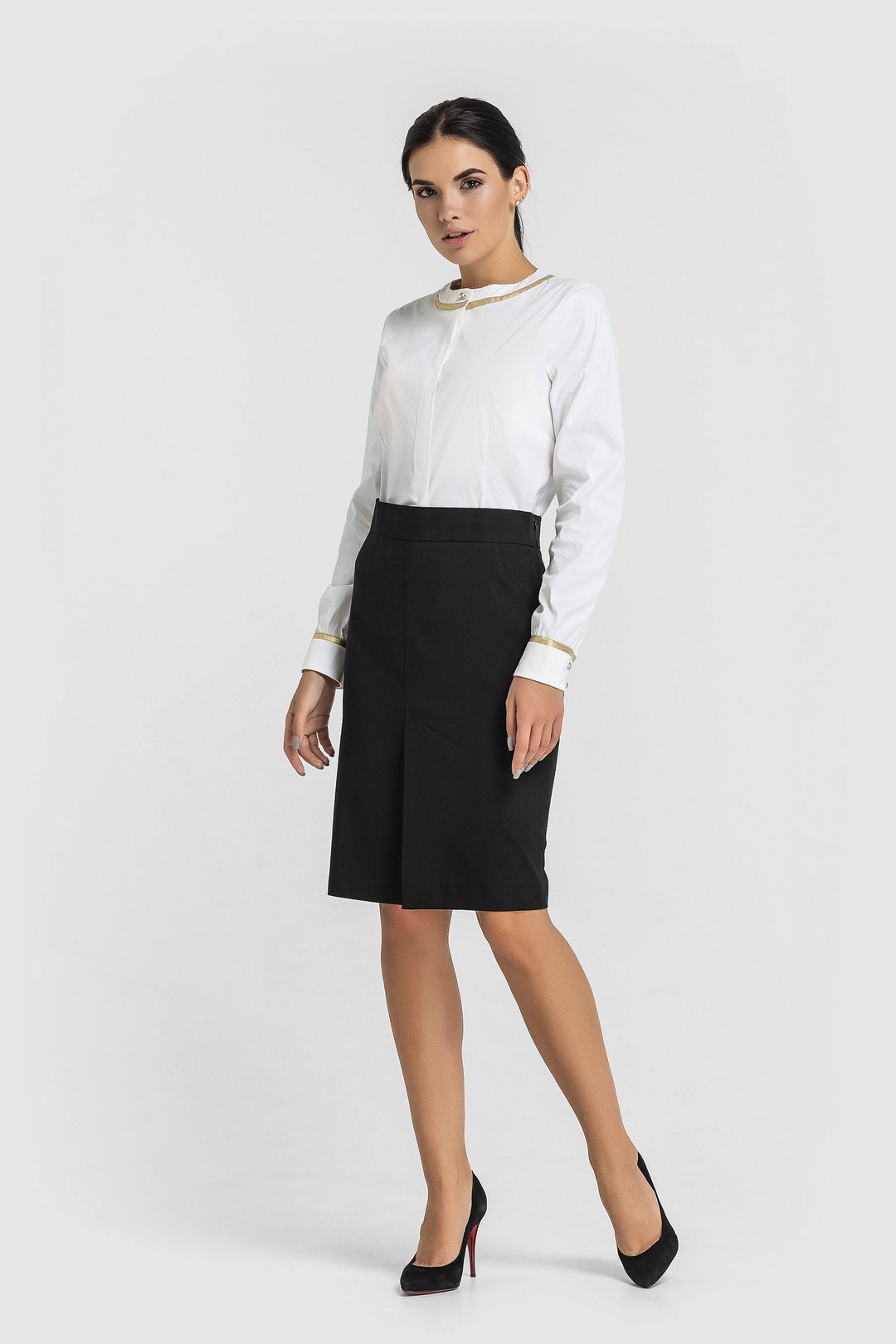 High Waisted Pencil Skirt Midi Black Skirts for Women Plus - Etsy