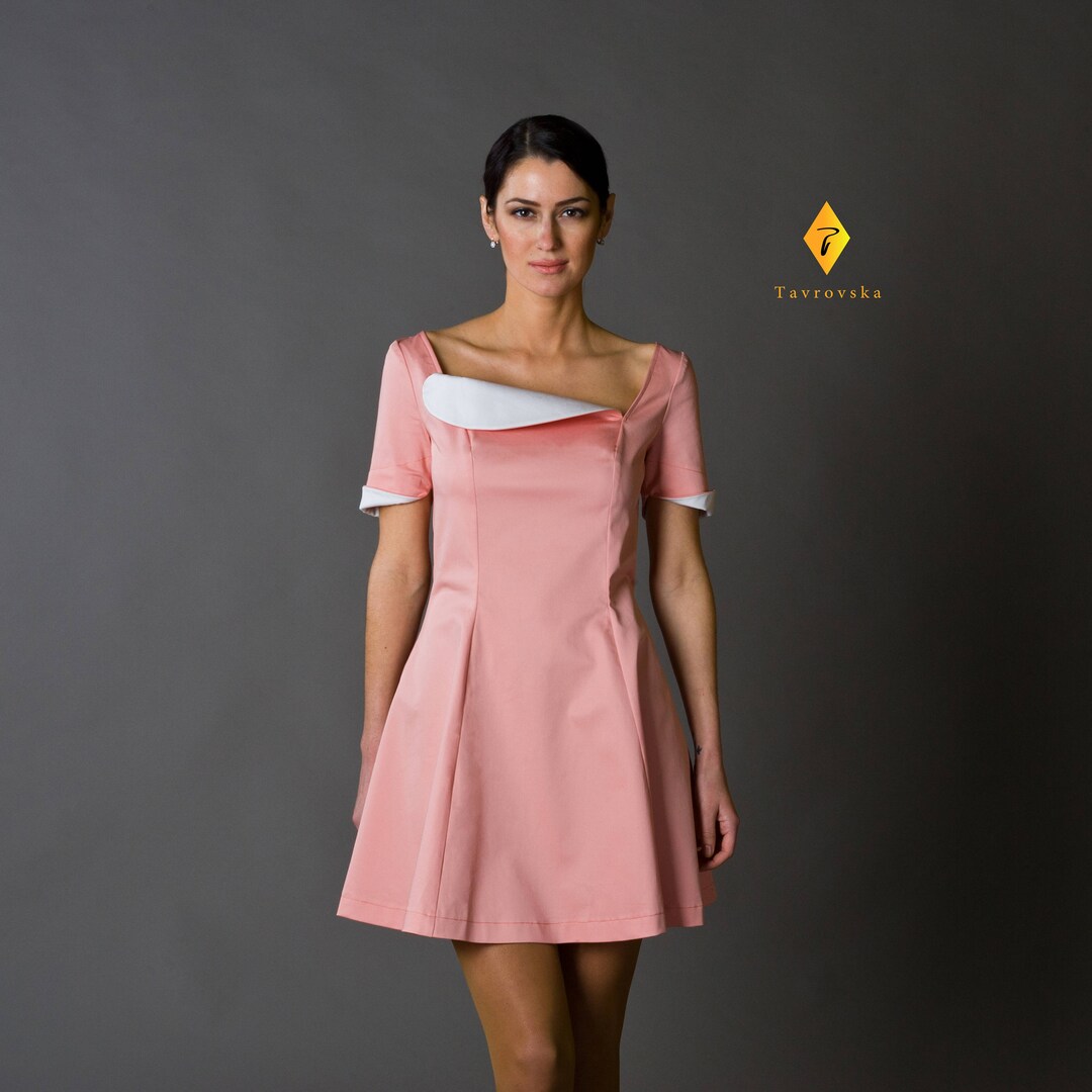 pink fit flare dress