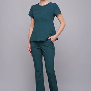 Pantaloni a vita alta da donna, Pantaloni svasati da donna, Tailleur pantalone a vita alta, Pantaloni a vita alta cuciti, Pantaloni dritti da donna, Pantaloni da lavoro TAVROVSKA immagine 5