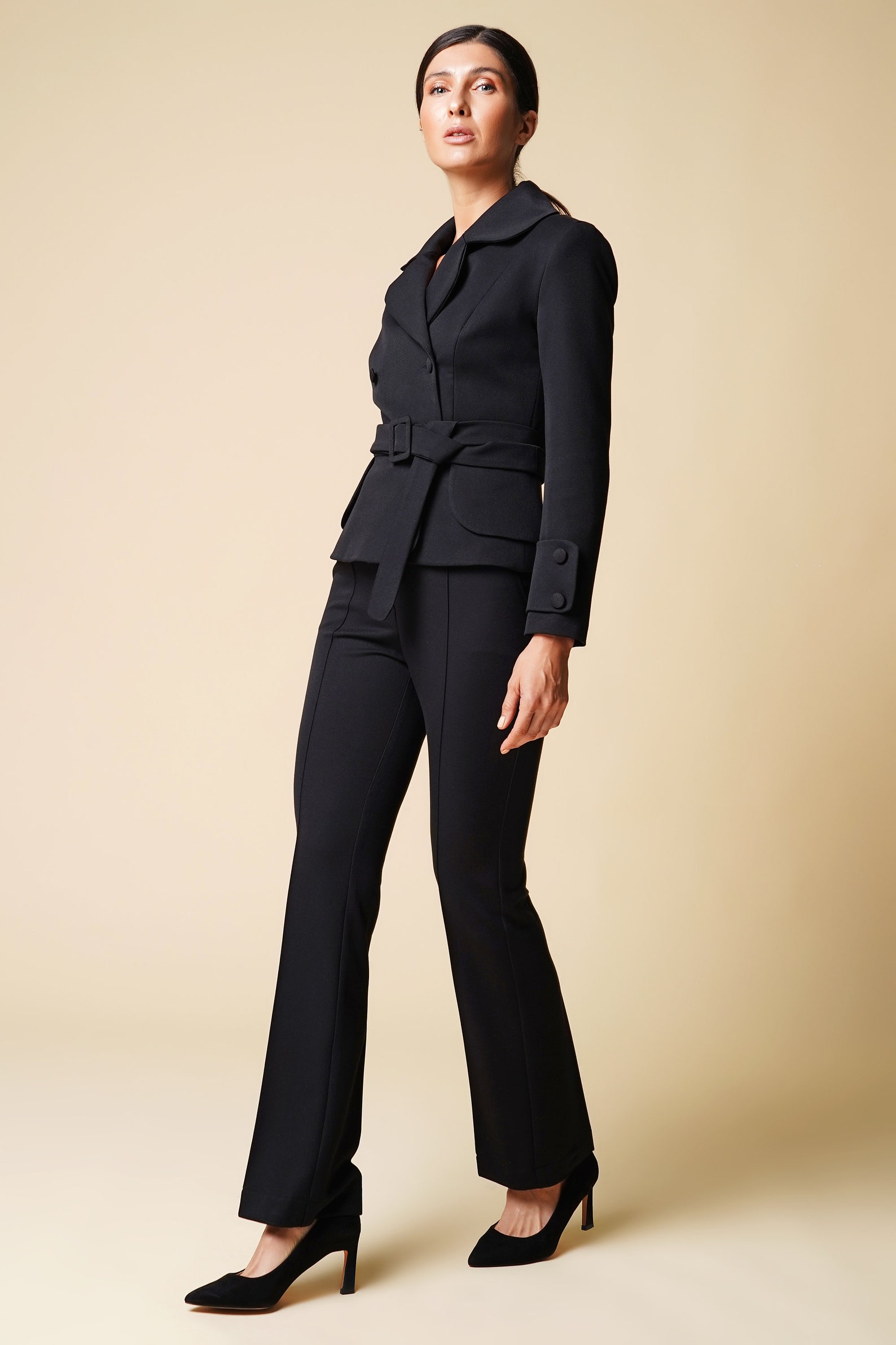 Black Pant Suit Women Tuxedo Pants Suit Womens Cloverleaf Etsy