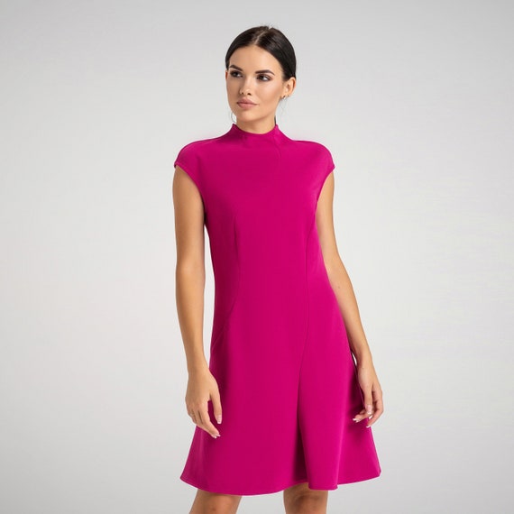 pink high neck dress