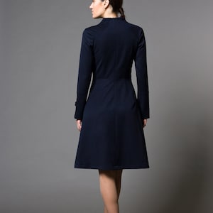 High neck cocktail structured dress Long sleeve office dresses for women Womens dresses for wedding guest Stand Collar midi dress TAVROVSKA image 2