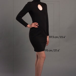Black cut out midi dress, Cut out turtleneck dress, Long sleeve bodycon turtleneck dress, Going out dresses for woman