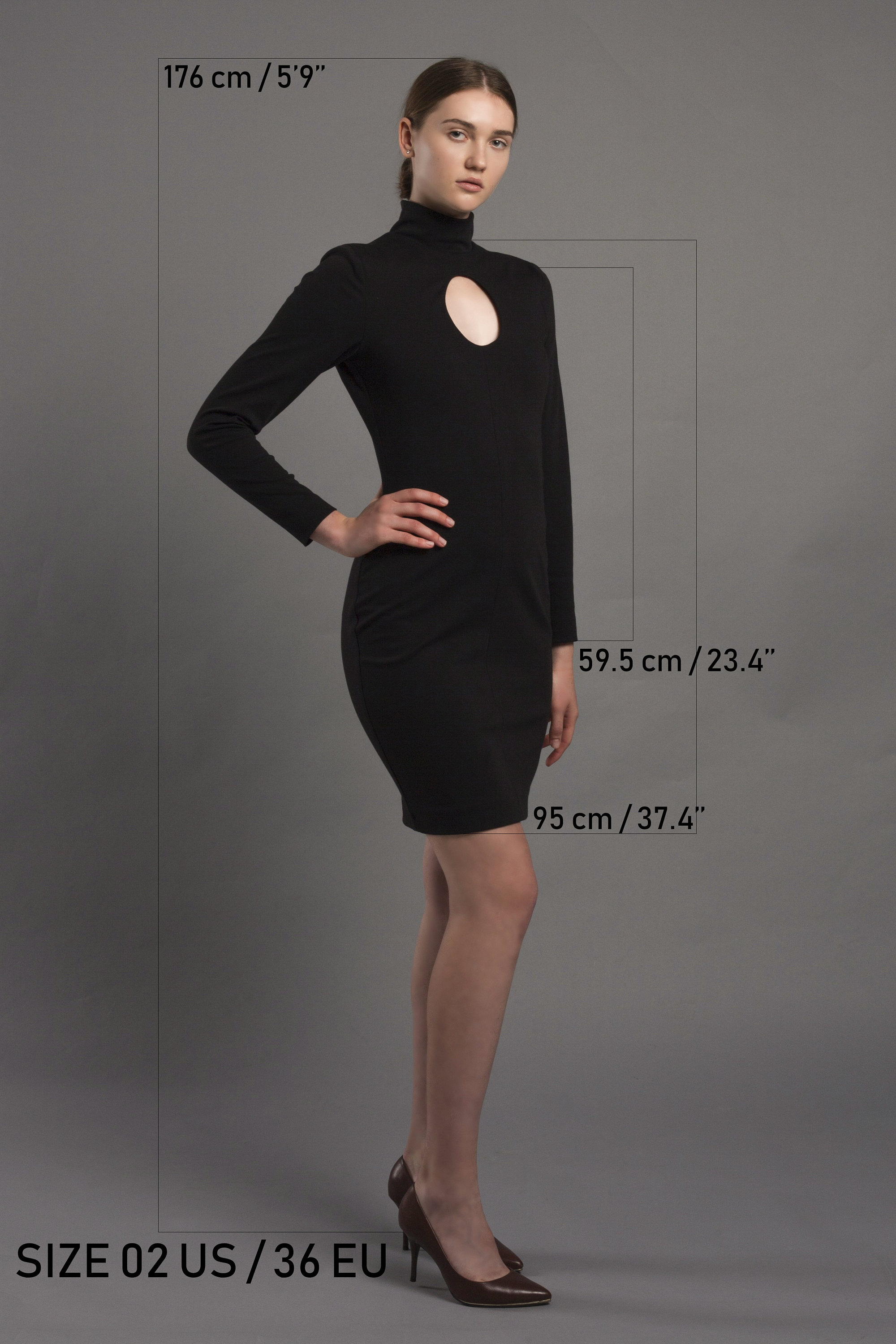 anna in black dress Back To Basics Turtleneck Mini Dress main image 1