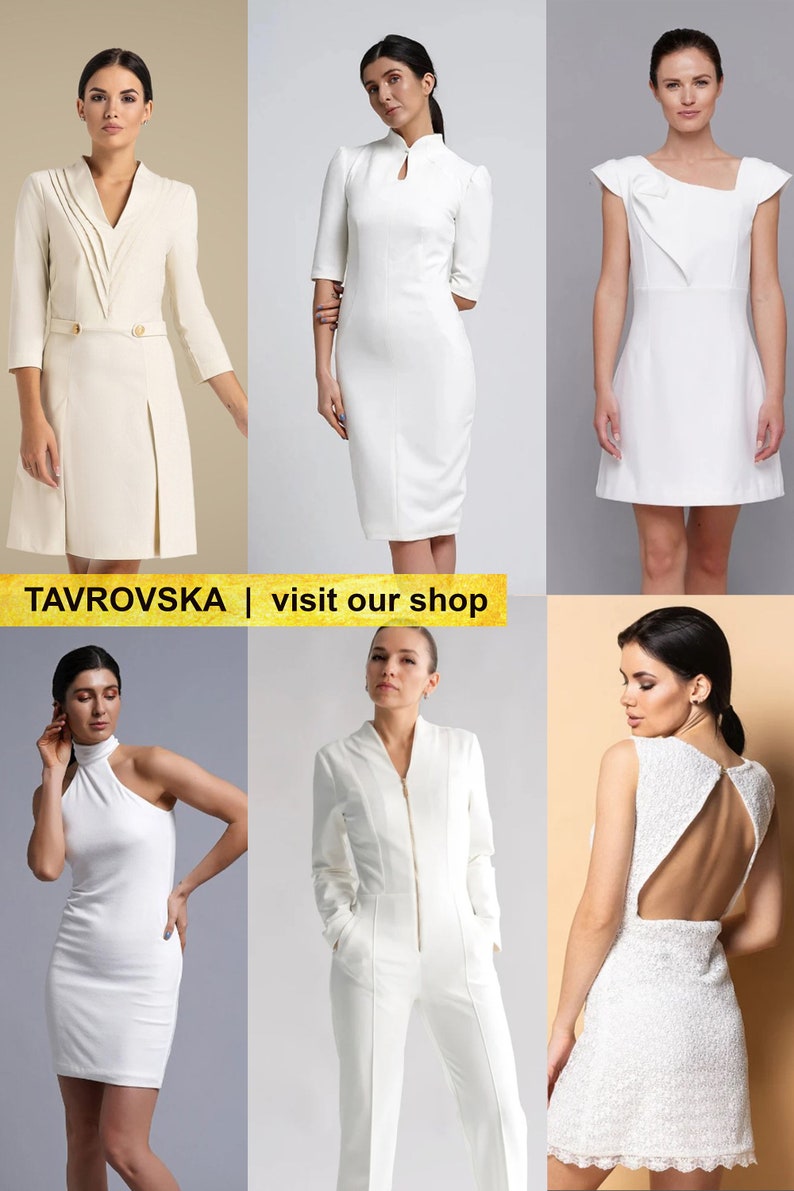 Deep neck black cocktail dress, Wedding guest dress, A line party dresses for women, Shift 3/4 sleeve mini dress, Going out dress TAVROVSKA image 9