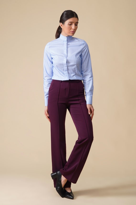 High Waist Pants Women, Pencil Pants, Cigarette Bootcut Work Business Womens  Trousers, Purple Straight Wide Leg Pants for Women TAVROVSKA -  Canada