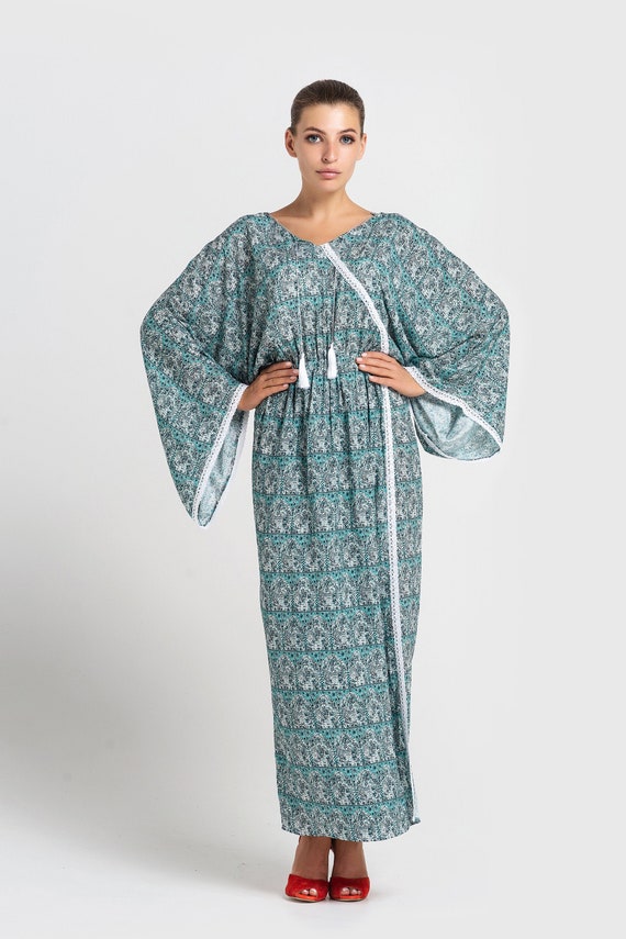 kimono sleeve wrap maxi dress