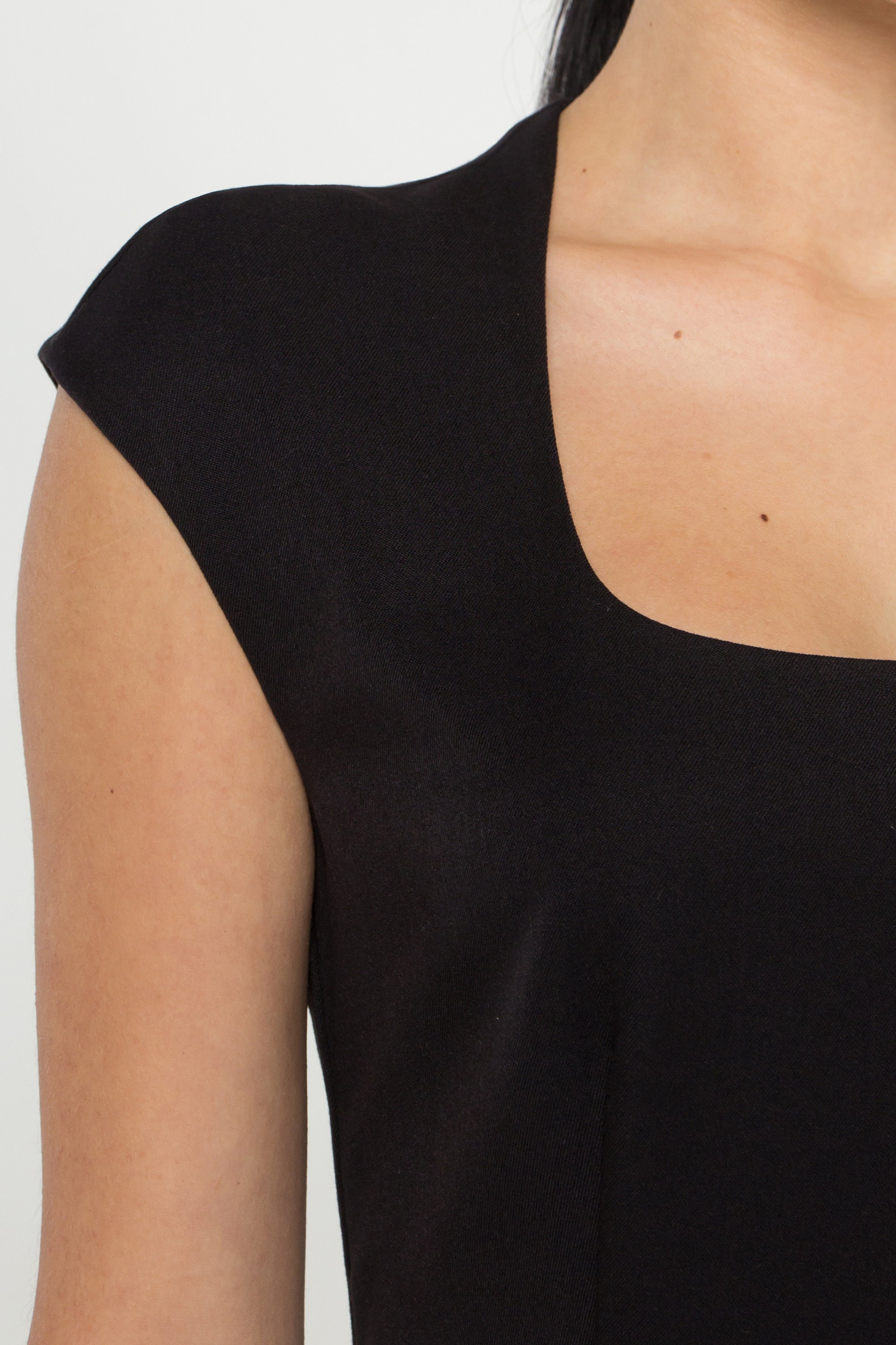 black cap sleeve fit and flare dress Anais Merino Wool Ponte Fit & Flare Dress