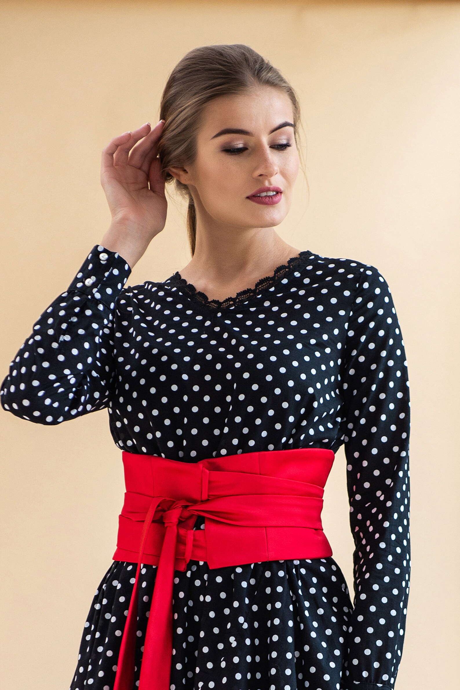 Polka Dot Cotton Summer Dress Long Sleeve 1950s Dress Modest Etsy