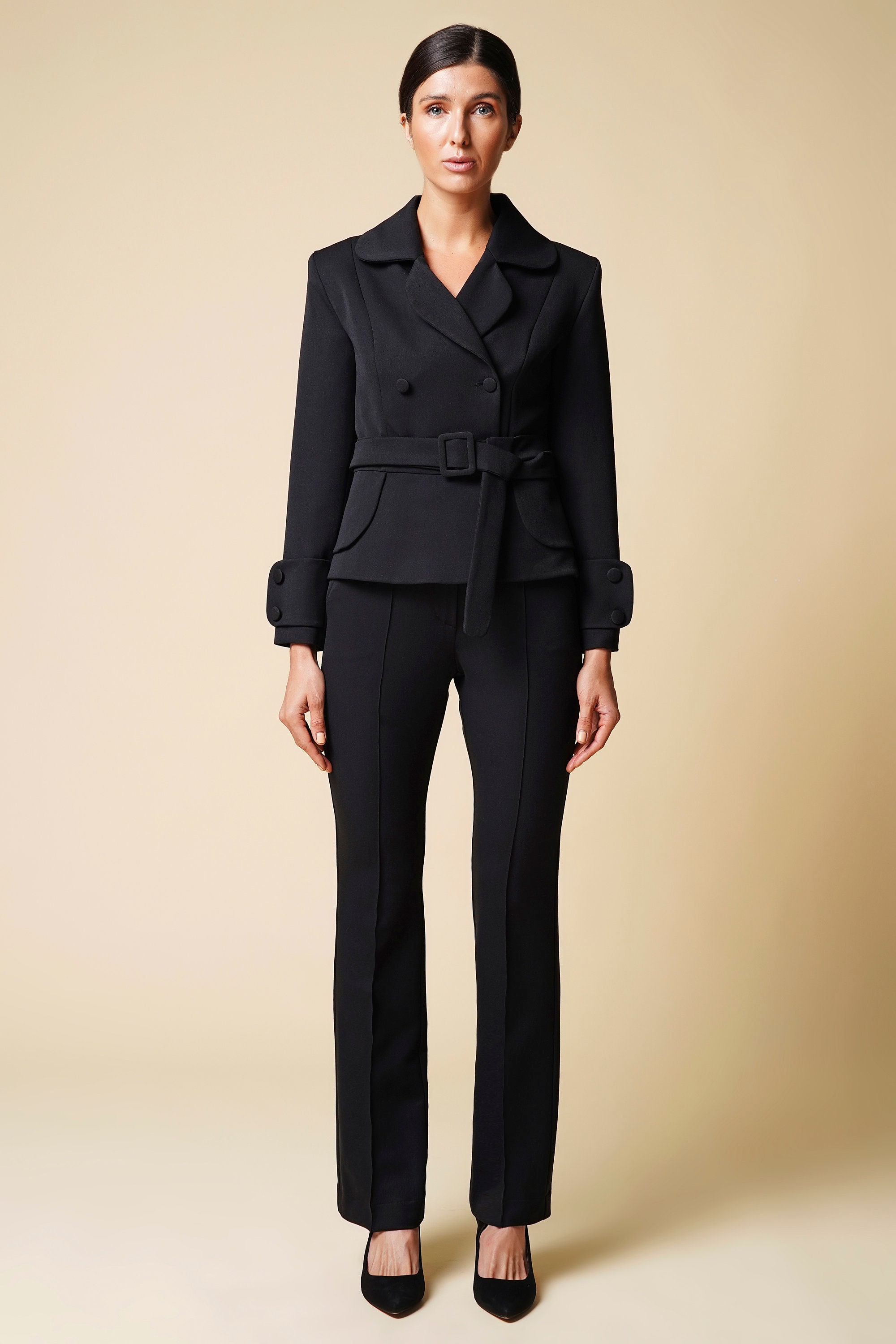 Black Pant Suit Women Tuxedo Pants Suit Womens Cloverleaf Etsy