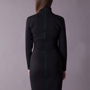 Black cut out turtleneck dress, Long sleeve bodycon mock neck dress, Open front Cut out midi dress, Going out dresses for women