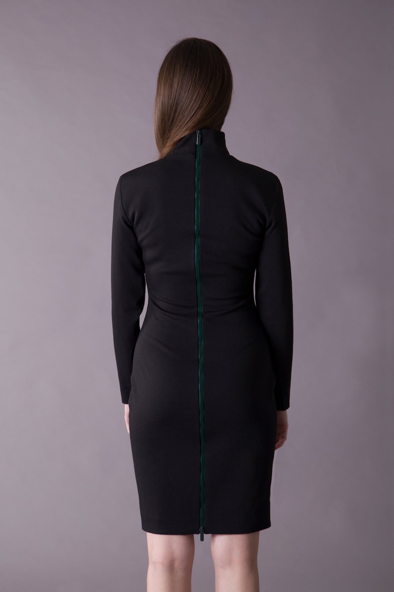 Black cut out turtleneck dress, Long sleeve bodycon mock neck dress, Open front Cut out midi dress, Going out dresses for women